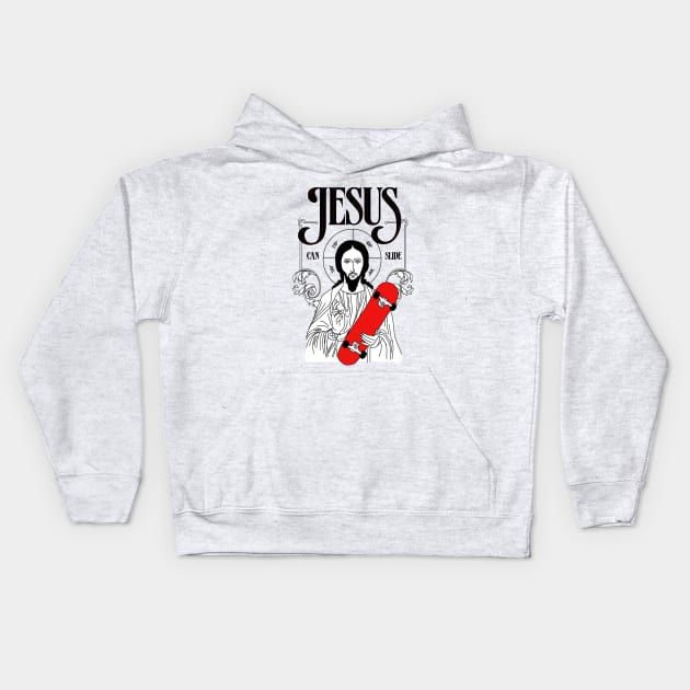 Jesus Can Slide Kids Hoodie by astronaut